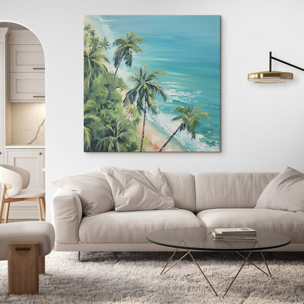 Strand mit Palmen und blauem Wasser Strand mit Palmen und blauem Wasser