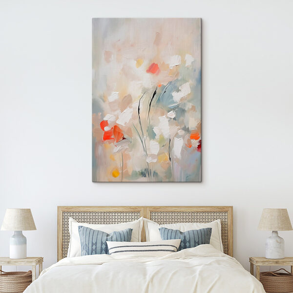 Gemälde mit Blumen an einer Wand Gemälde mit Blumen an einer Wand