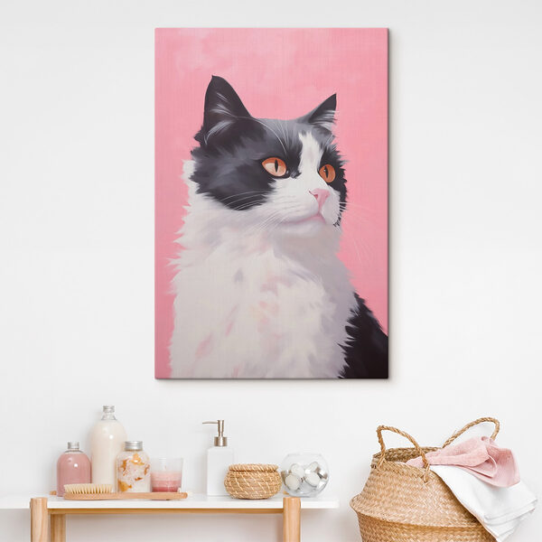 Schwarz-weiße Katze mit orangefarbenen Augen Schwarz-weiße Katze mit orangefarbenen Augen
