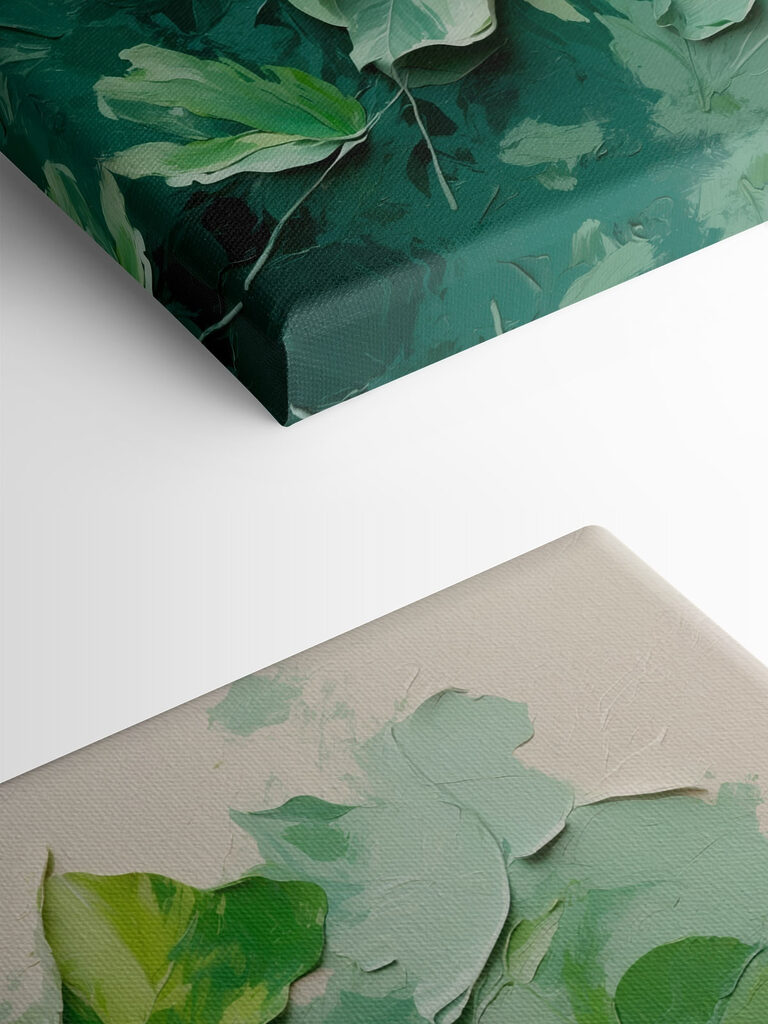 Painting of leaves on a wall