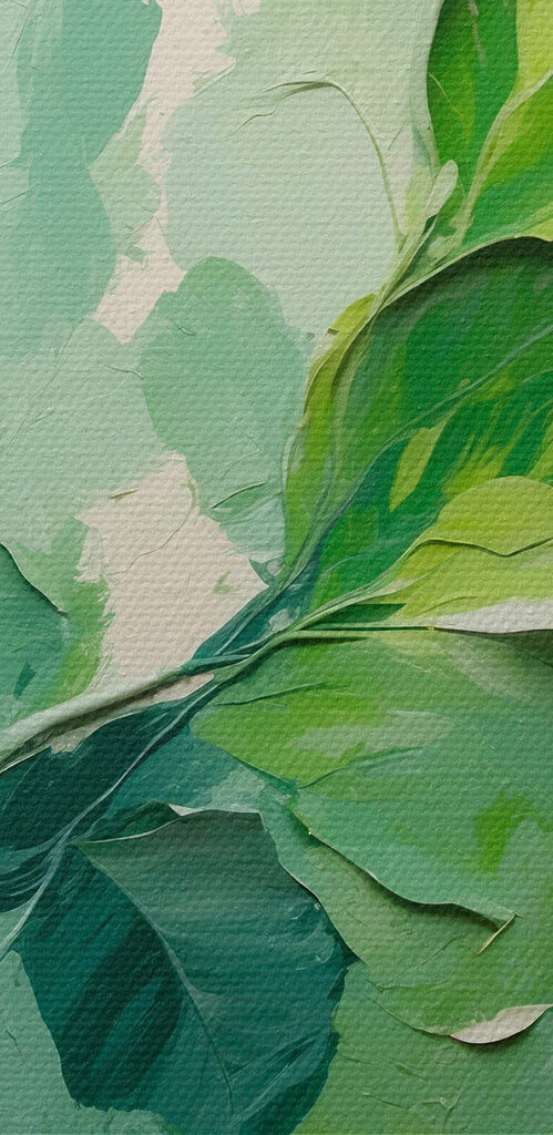 Painting of leaves on a wall