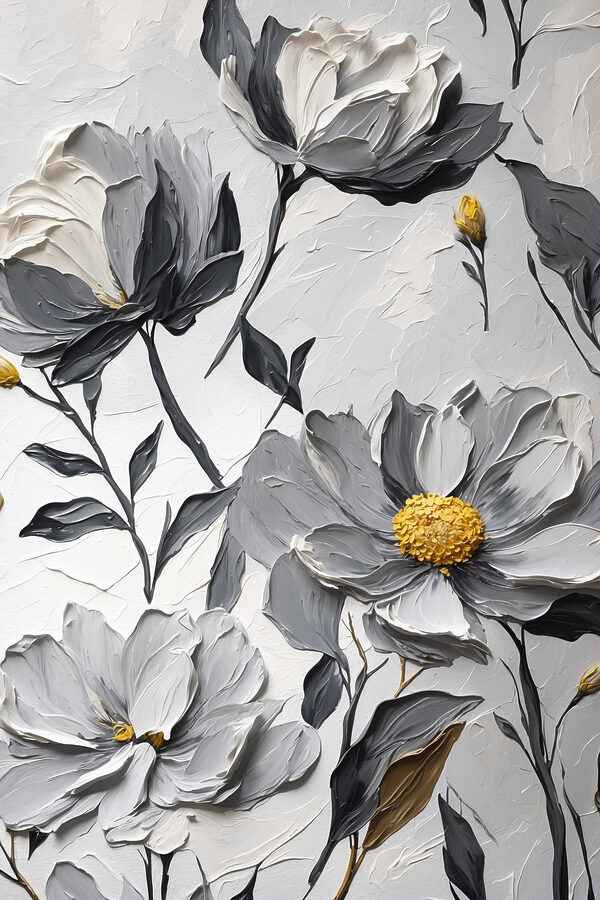 Painting of flowers on a white surface