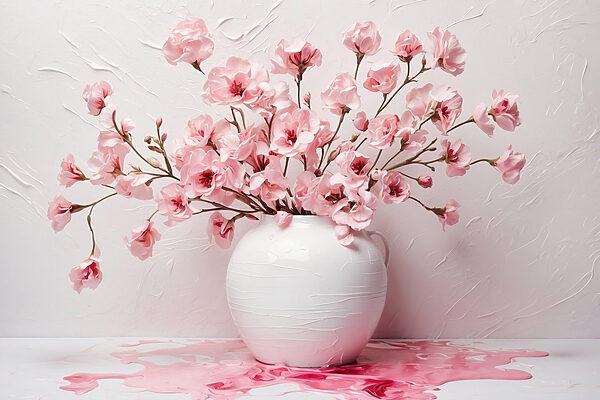 Vase with pink flowers