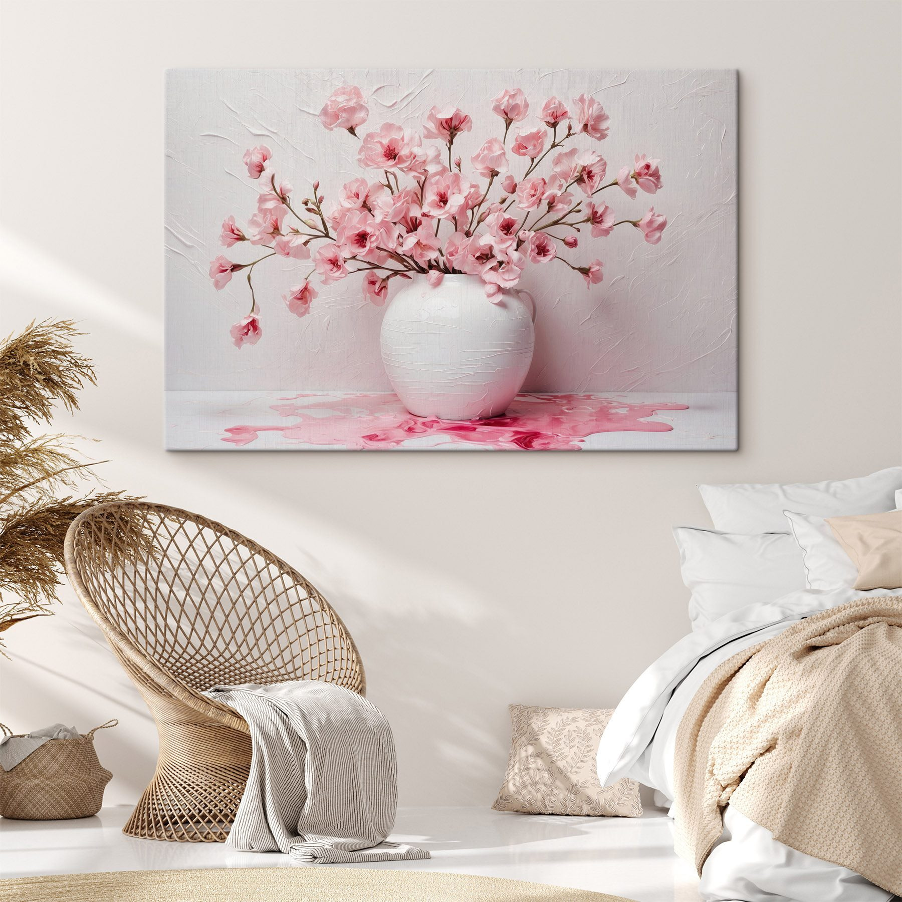 Vase with pink flowers