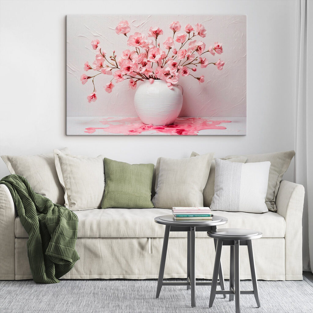 Vase with pink flowers