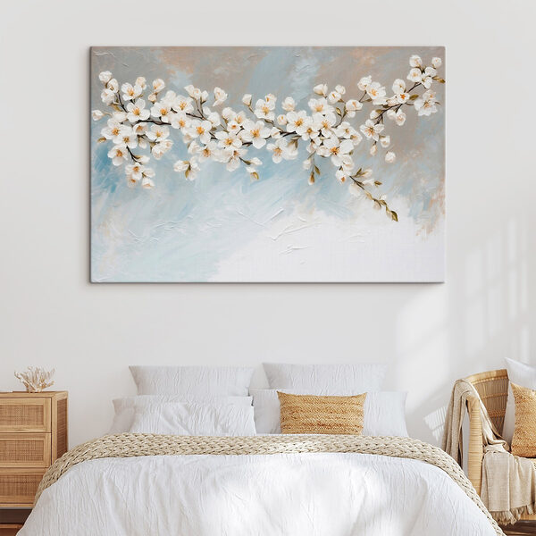 Wandbilder Malerei von weißen Blumen auf einem Zweig (Artikelnummer: s44085) Wandbilder Wandbilder Malerei von weißen Blumen auf einem Zweig (Artikelnummer: s44085)