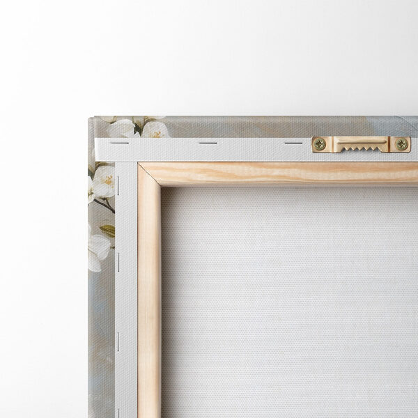 Painting of white flowers on a branch