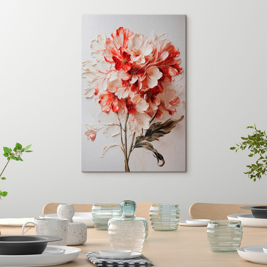 Malerei von Blumen auf einer weißen Fläche
