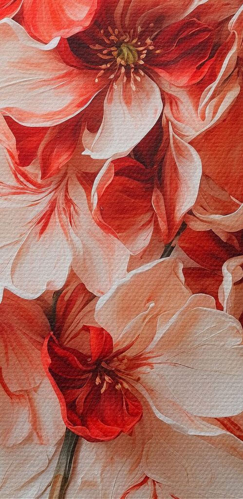 Painting of flowers on a white surface