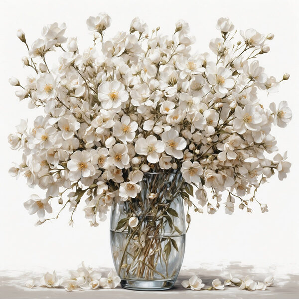 Vase mit weißen Blumen Vase mit weißen Blumen