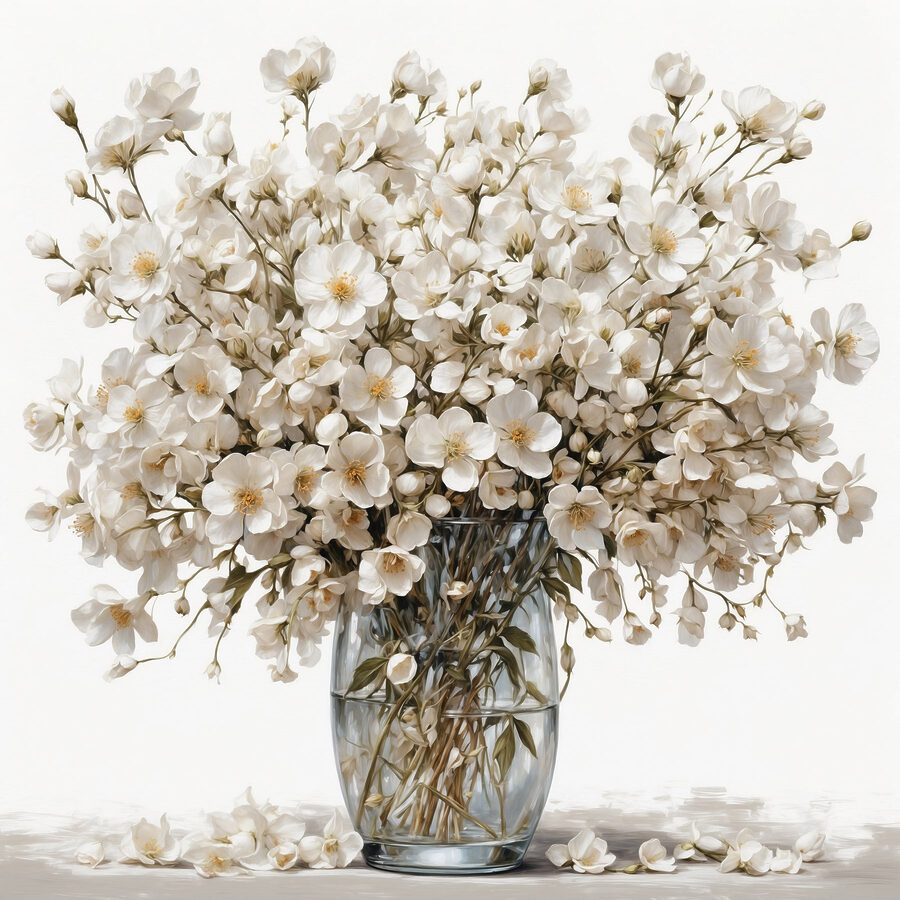 Vase mit weißen Blumen Vase mit weißen Blumen