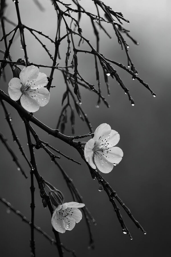 Zarte Blüten bei leichtem Regen. Zarte Blüten bei leichtem Regen.
