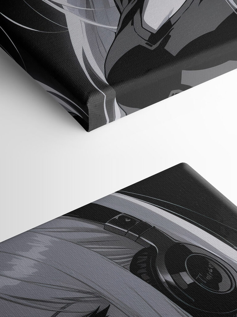 Woman with long blonde hair wearing headphones Woman with long blonde hair wearing headphones