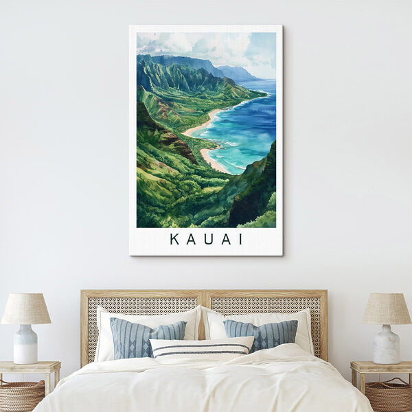 Aquarell von Strand und Bergen Aquarell von Strand und Bergen