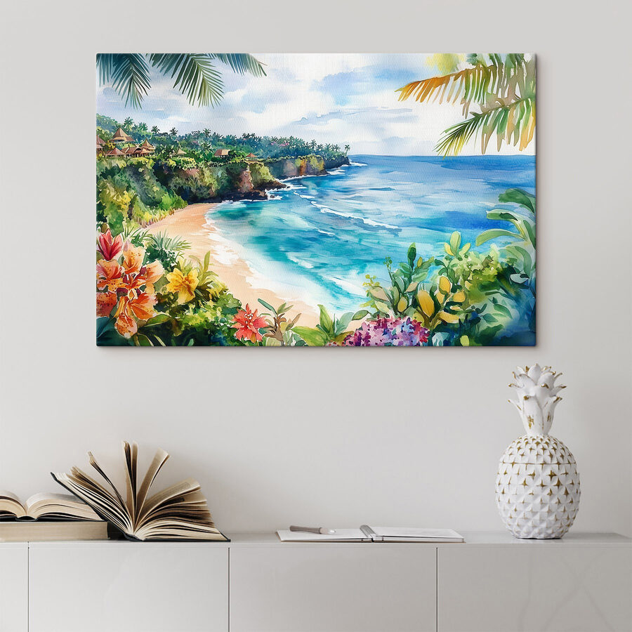 Aquarell eines Strandes und des Meeres