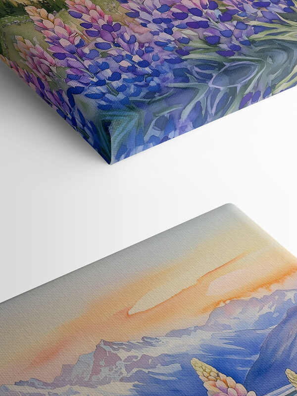 Painting of flowers and mountains