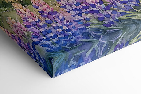 Painting of flowers and mountains