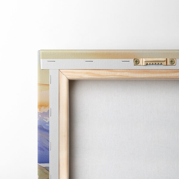 Painting of flowers and mountains