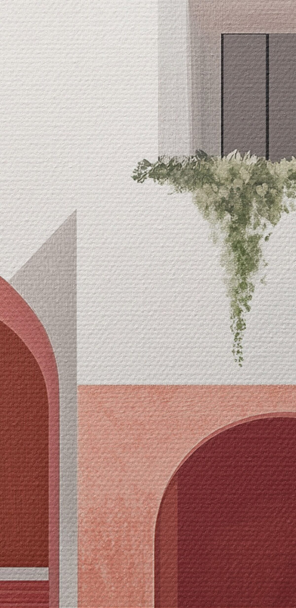 Weißes und rosa Haus mit Bäumen Weißes und rosa Haus mit Bäumen