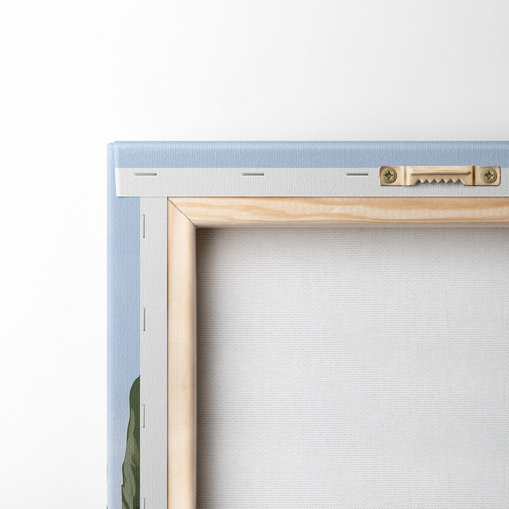 White building with pink arches and trees