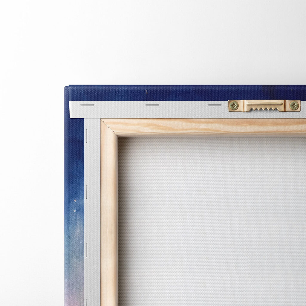 Painting of a mountain with trees and aurora borealis Painting of a mountain with trees and aurora borealis