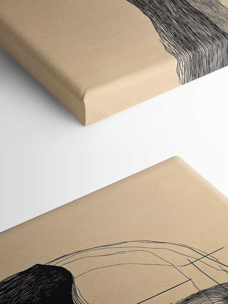 Drawing of a man and a woman's face