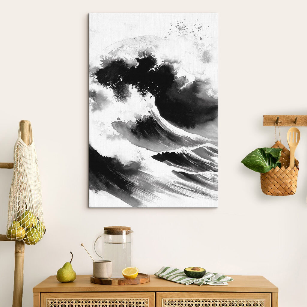 Black and white image of a wave