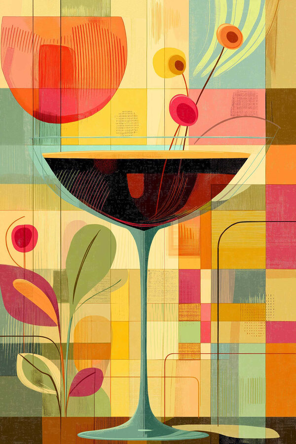 Bunte Kunst eines Martini-Glases Bunte Kunst eines Martini-Glases