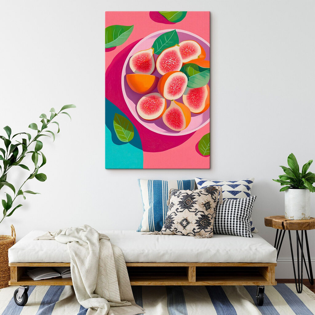 Bowl of fruit with leaves