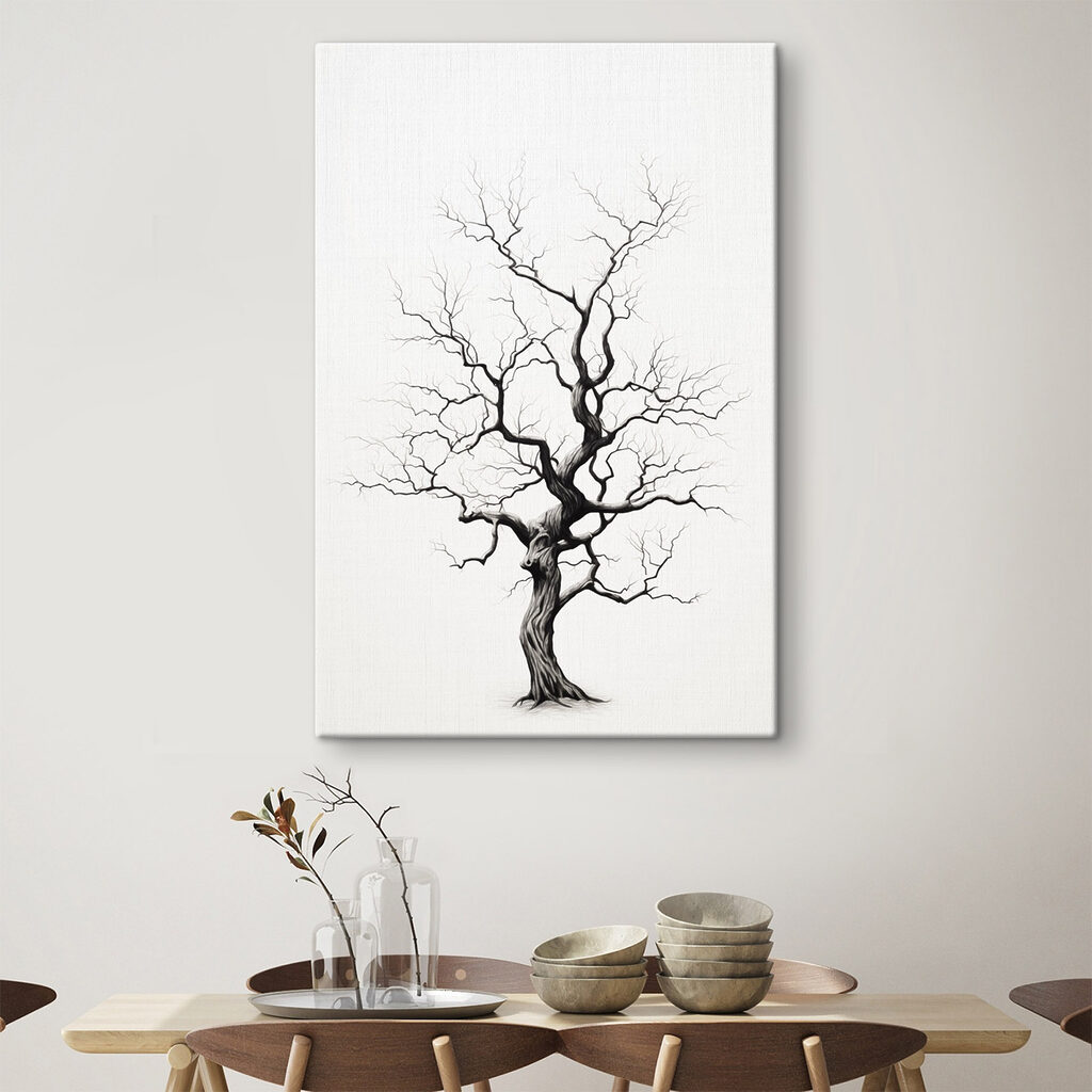 Black and white drawing of a tree