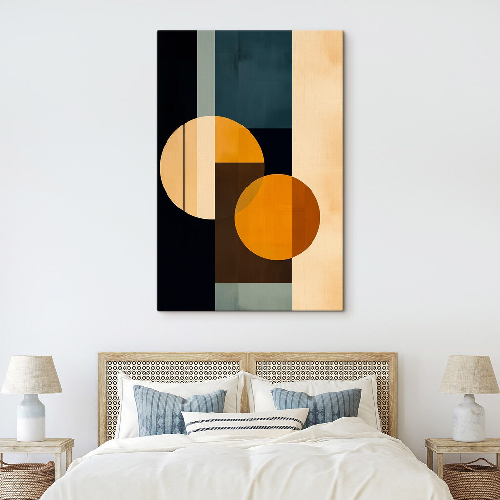 Colorful art piece with circles and squares