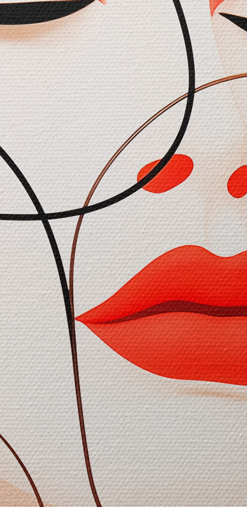 Woman with black hair and red lips Woman with black hair and red lips