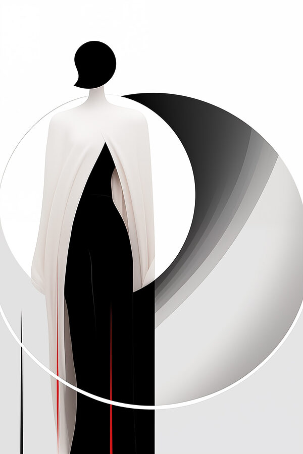 Frau in schwarz-weißem Kleid Frau in schwarz-weißem Kleid