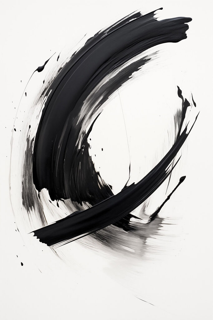 Black brushstroke on a white background