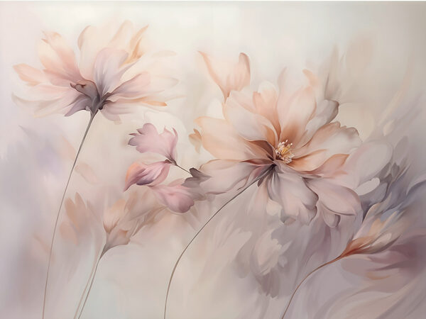 Gemälde von Blumen auf weißem Hintergrund Gemälde von Blumen auf weißem Hintergrund