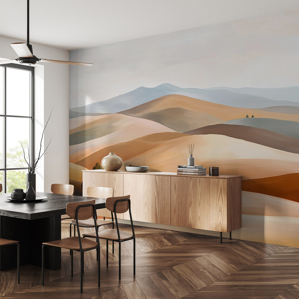 Landscape of hills and trees