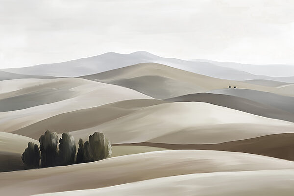 Landschaft mit Hügeln und Bäumen Landschaft mit Hügeln und Bäumen