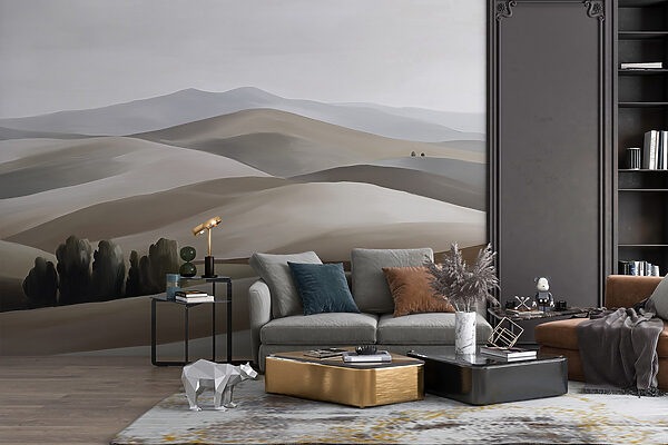 Landschaft mit Hügeln und Bäumen Landschaft mit Hügeln und Bäumen