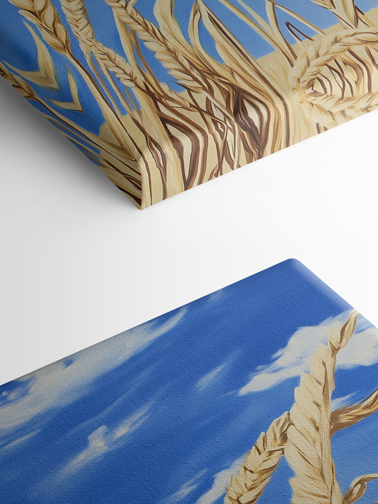 Painting of wheat in a field