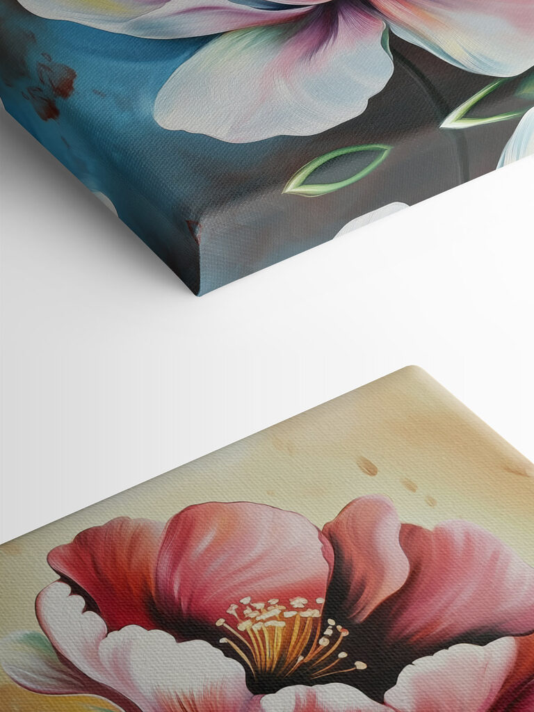 Painting of flowers on a yellow background