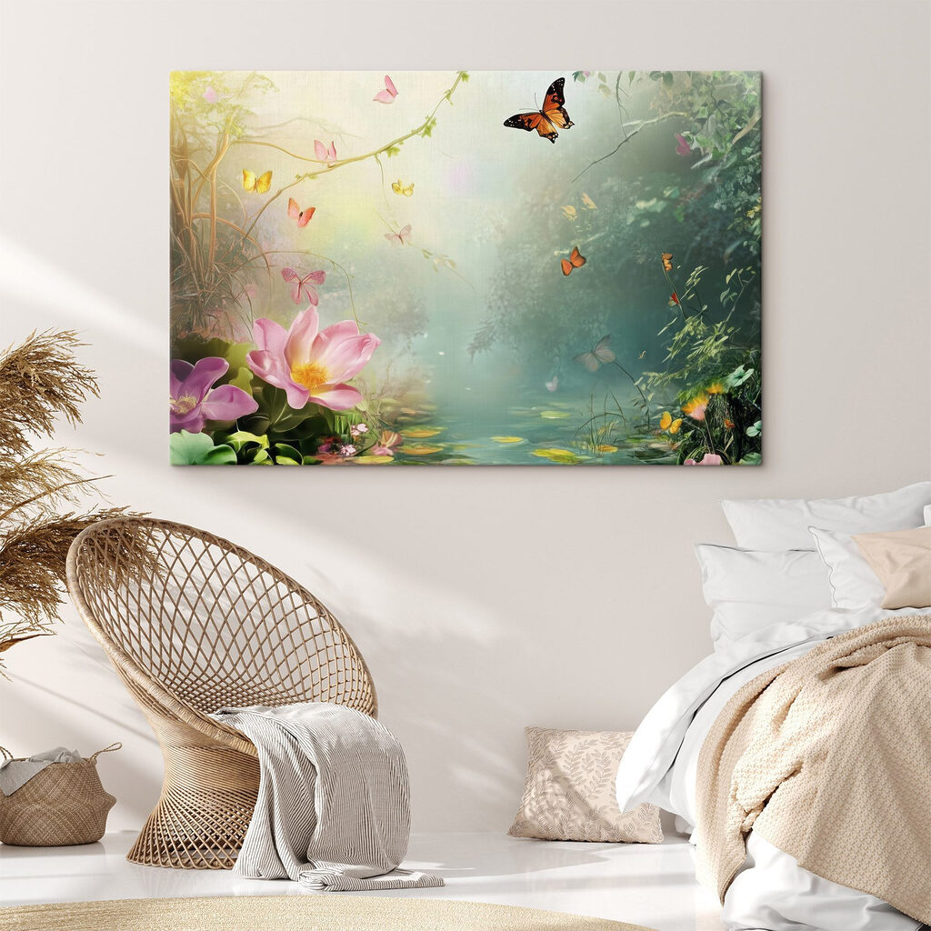 Butterfly and flowers in a forest