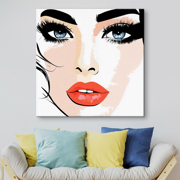 Frau’s Gesicht mit Make-up und roten Lippen Frau’s Gesicht mit Make-up und roten Lippen