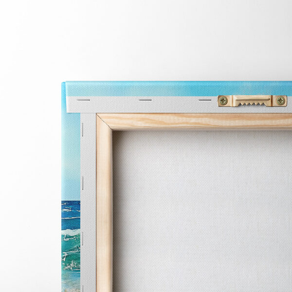 Aquarell von Wellen, die an einem Strand brechen Aquarell von Wellen, die an einem Strand brechen