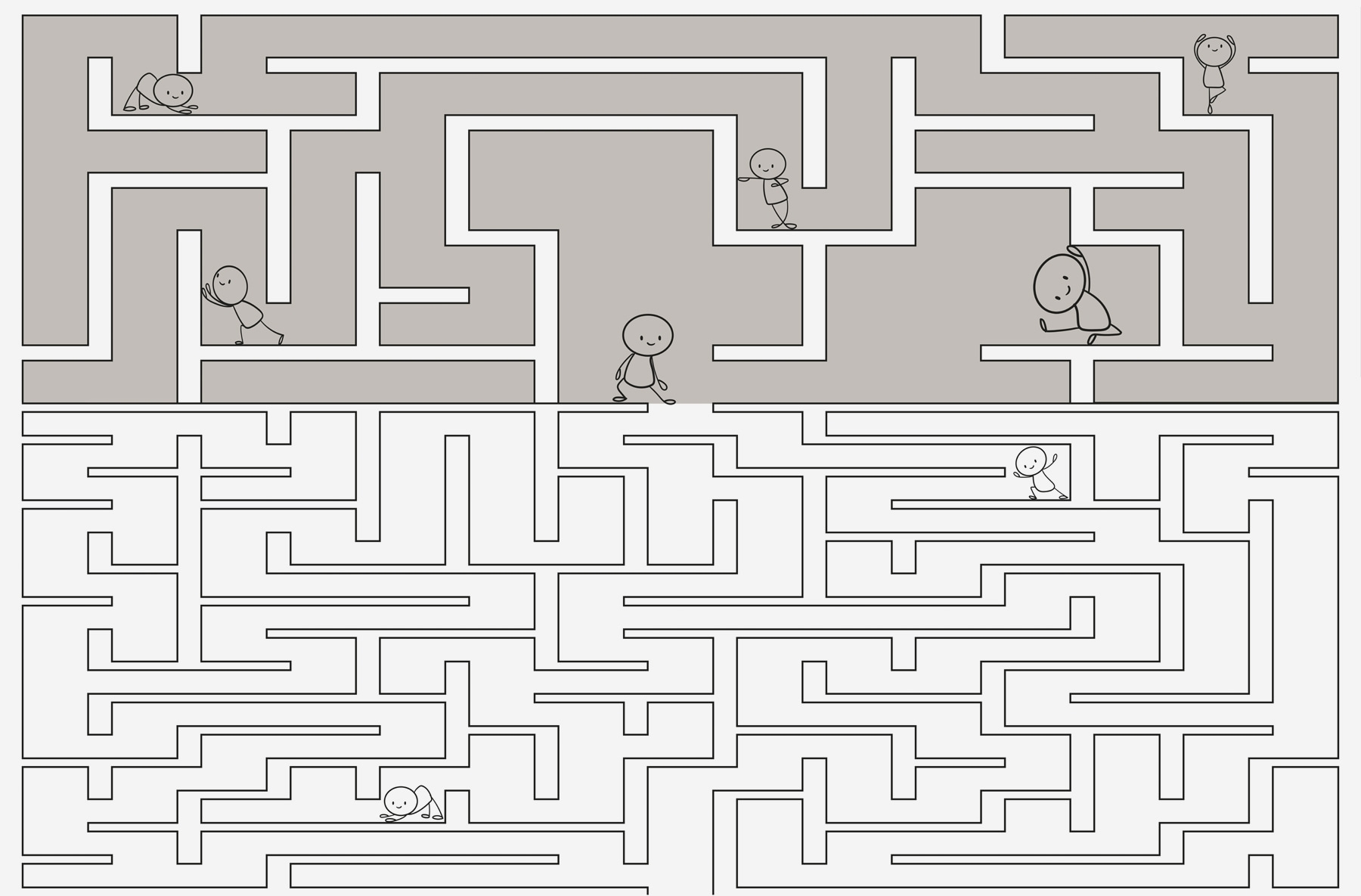 Maze with people walking on the ground