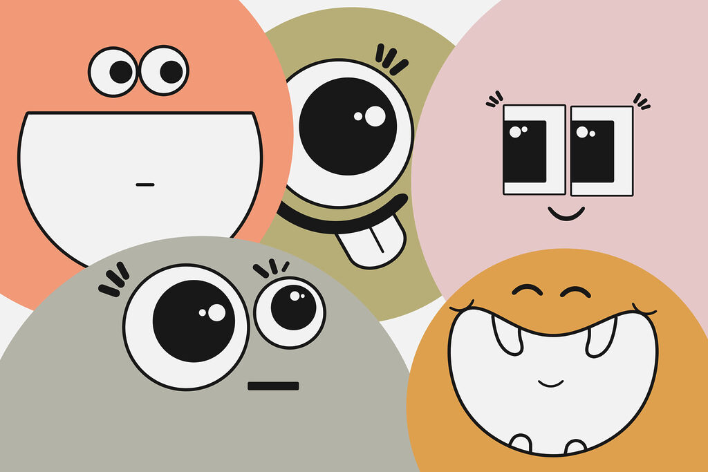 Gruppe von Cartoon-Gesichtern Gruppe von Cartoon-Gesichtern