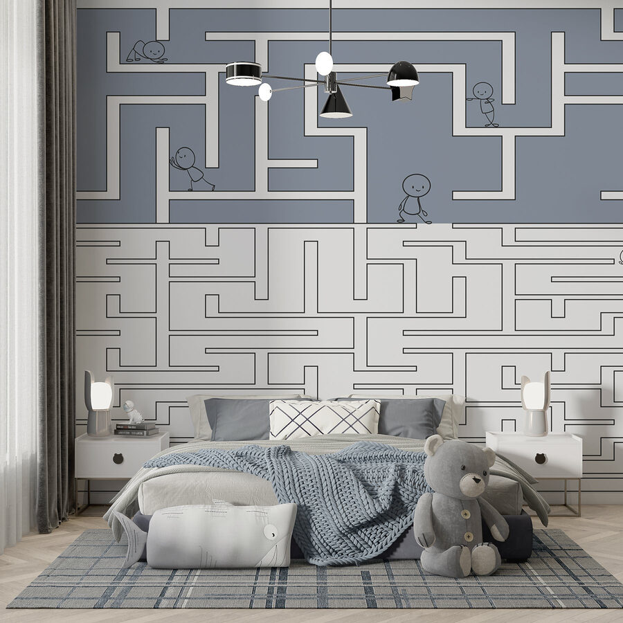 Labyrinth mit Menschen, die auf dem Boden laufen