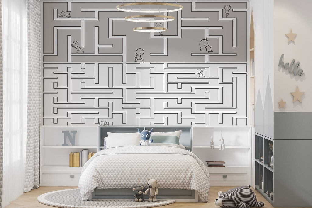 Maze with people walking on the ground