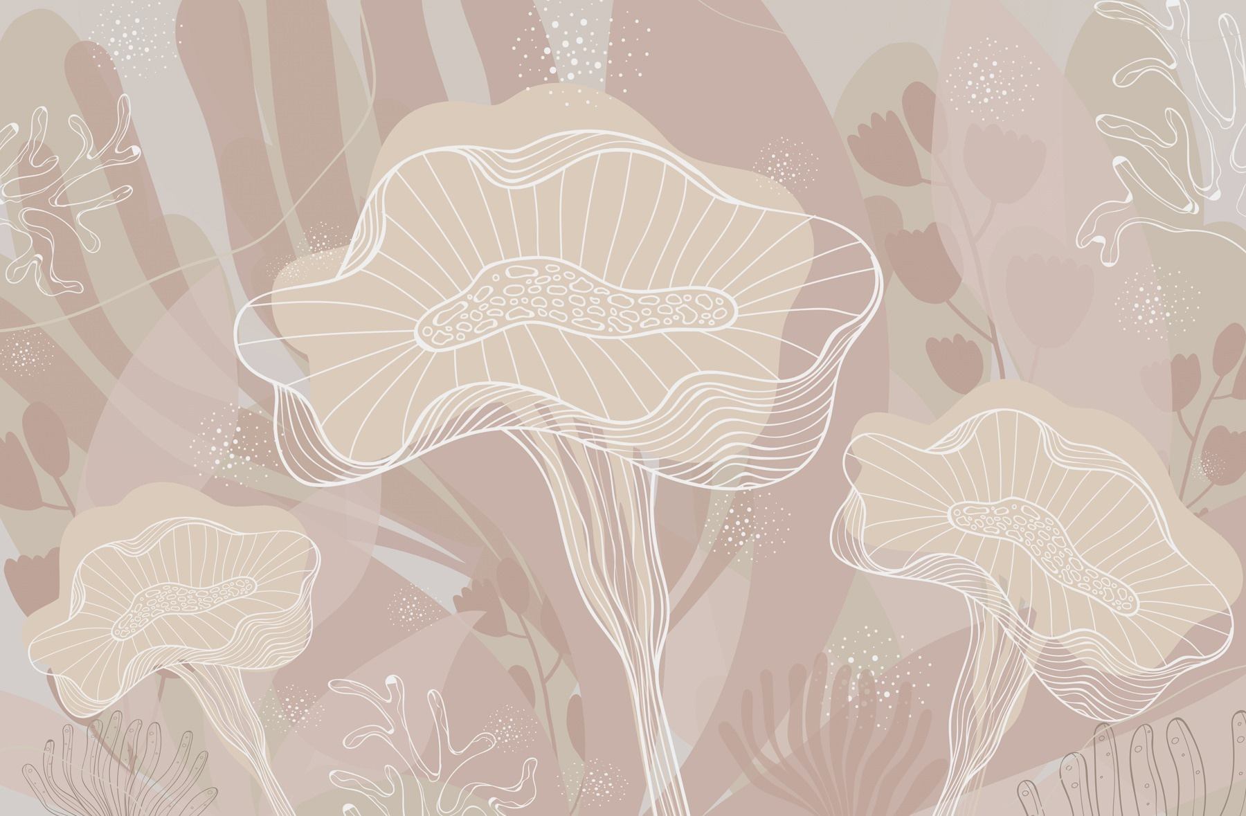 White outline of mushrooms