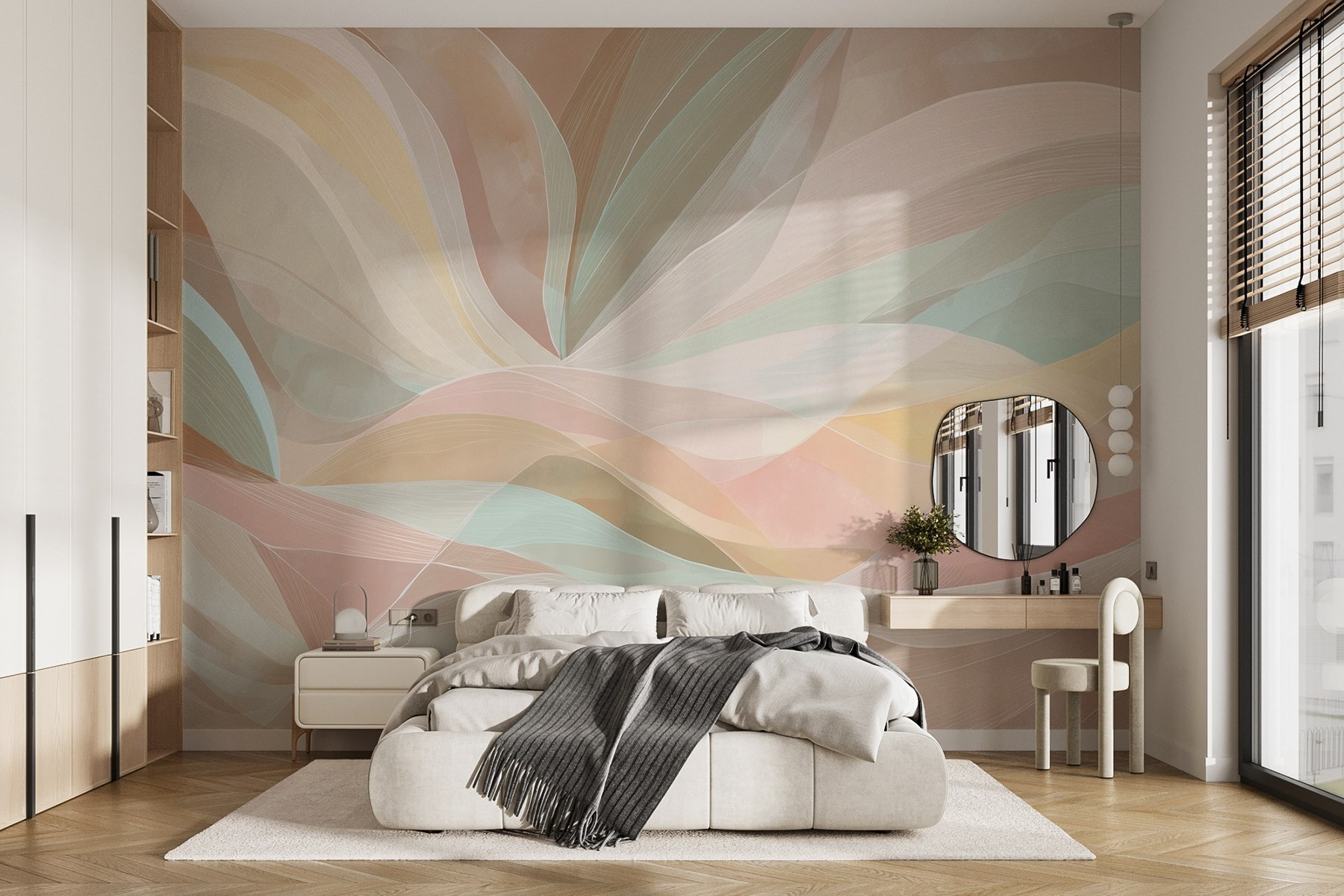 Colorful swirly lines on a brown background