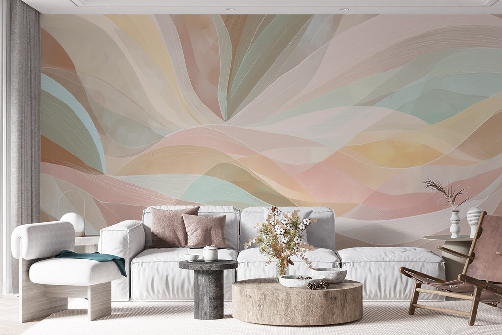 Colorful swirly lines on a brown background